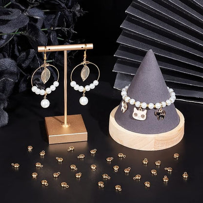 CREATCABIN 100Pcs 18K Gold Plated Column Bail Beads Stainless Steel Hanger - Image 5