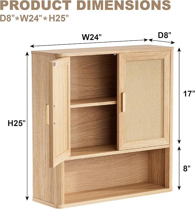 Rattan Bathroom Wall Cabinet - Image 2