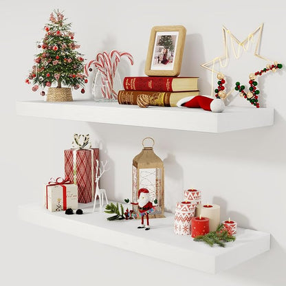 White Floating Shelves 36 Inch Long, 12 Inch Deep Floating Shelves by FunMemories