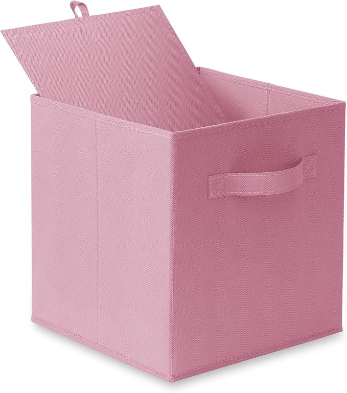Casafield Set of 6 Collapsible Fabric Cube Storage Bins, Light Pink - Image 8