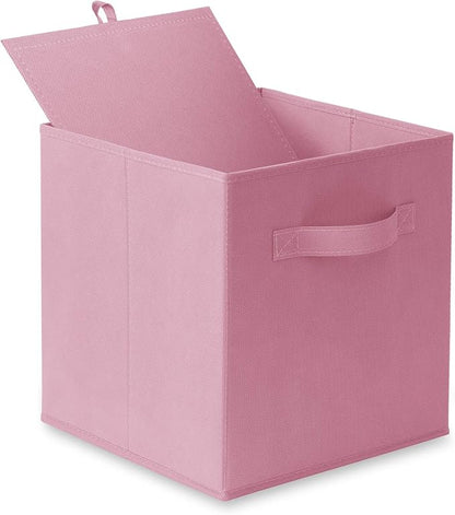Casafield Set of 6 Collapsible Fabric Cube Storage Bins, Light Pink - Image 8