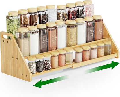 NiHome Cabinet & Countertop Expandable 3-Tier Bamboo Spice Rack by NiHome