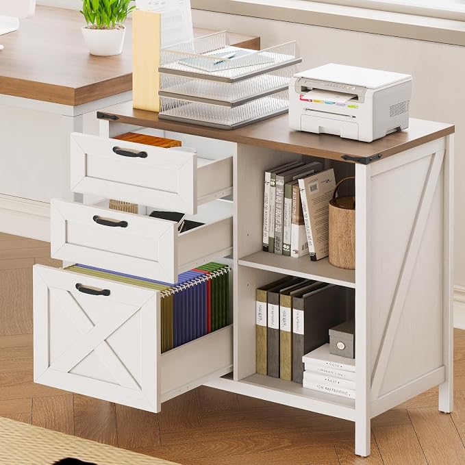 Halitaa 3 Drawers Farmhouse File Cabinet - Image 2