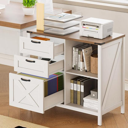 Halitaa 3 Drawers Farmhouse File Cabinet - Image 2