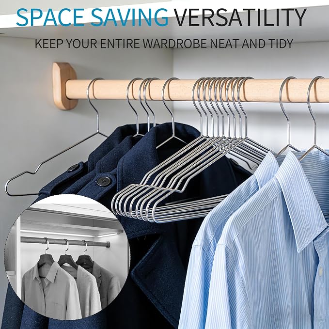 40 Pack Metal Wire Coat Hangers, 16.5 Inch Heavy Duty Stainless Steel Clothes - Image 5