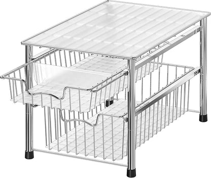 Simple Houseware Stackable 2 Tier Sliding Basket Organizer Drawer by SimpleHouseware
