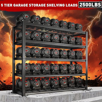 REIBII 48" W Garage Shelving Heavy Duty Load 2500LBS, 5 Tier Storage Shelves - Image 4