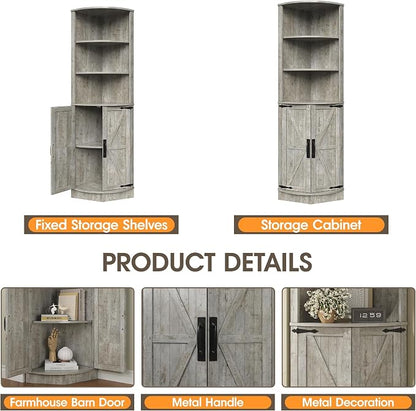 Vabches 64.8" Tall Farmhouse Corner Cabinet, Corner Shelf - Image 3
