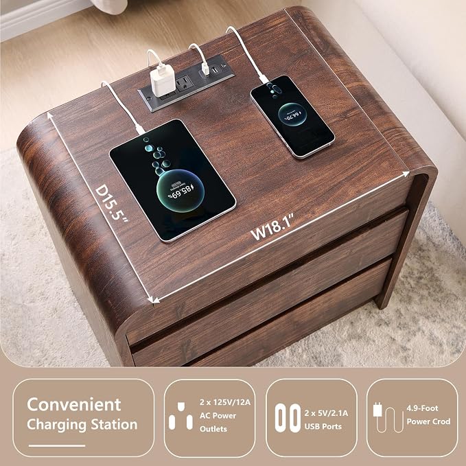 25" Tall Modern Nightstand - Image 3