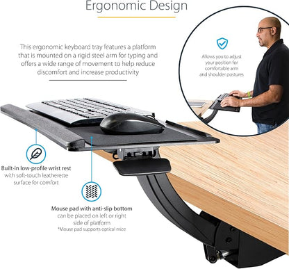 StarTech Under Desk Keyboard Tray, Mount Computer, Pad Wrist Rest - Image 6