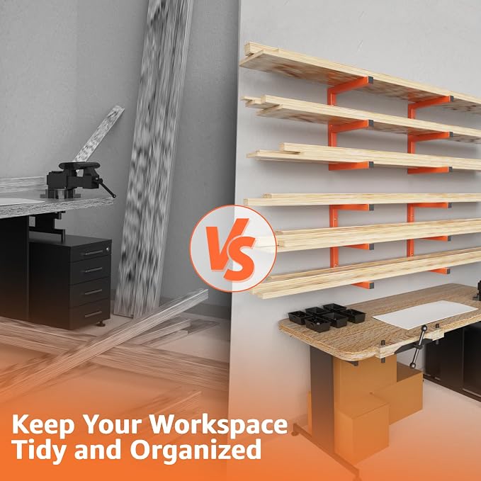 YYR Wood Organizer and Lumber Storage Rack Wall Mount, Heavy Duty Metal Shelf - Image 4