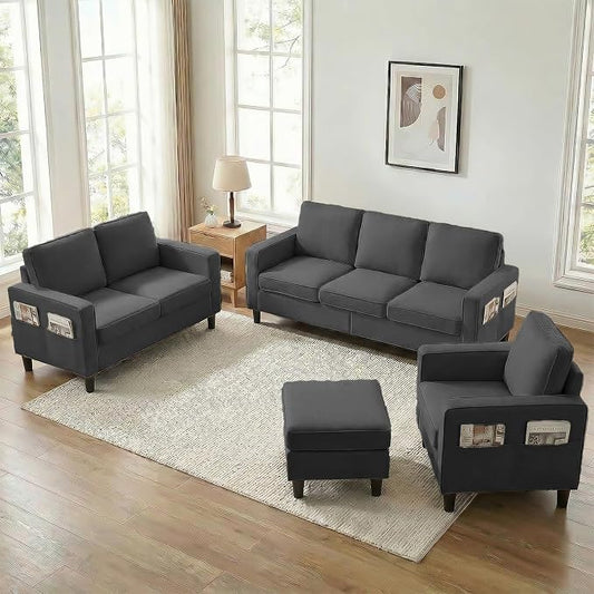 BALUS 78" W Sectional Couches for Living Room, Linen Fabric Sofa by BALUSFuritureHomeLife