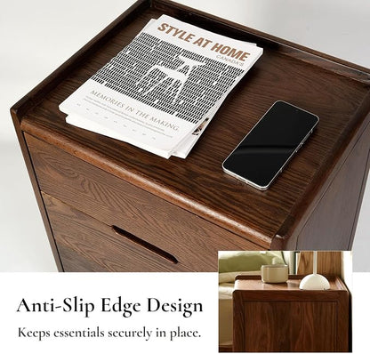 Nightstand, Solid Wood Small End Table w/3 Drawers, Modern Bedside Tables - Image 8
