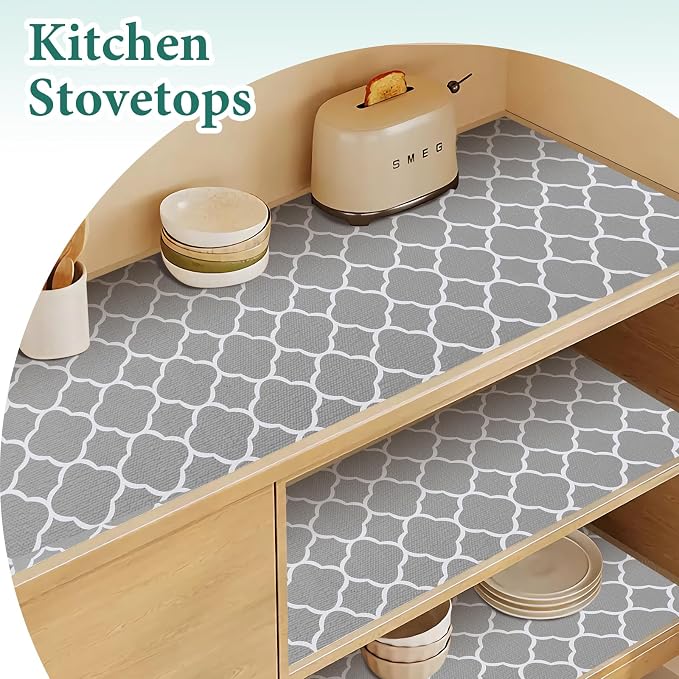 Shelf Liners for Kitchen Cabinets 17in x 30FT Non Adhesive Drawer Liner Gray - Image 3