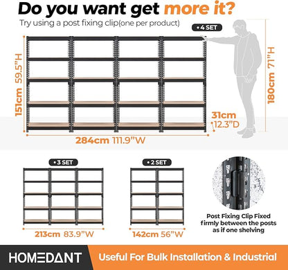 HOMEDANT 5 Tier Storage Shelves Adjustable Laminated Boltless Garage Metal - Image 7