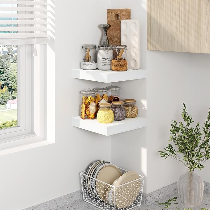 8 Inch Deep Floating Shelves White, Rustic Wood Floating Shelf - Image 2