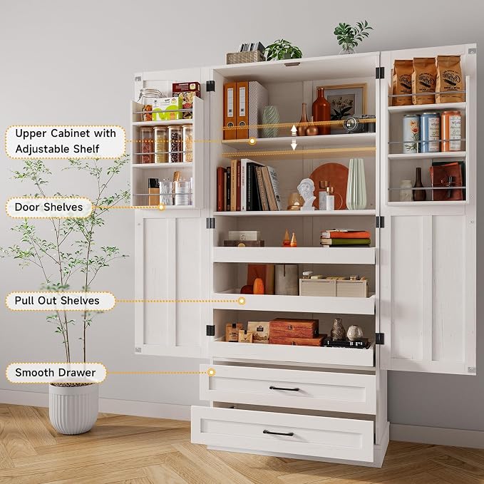ONBRILL 71" Tall Farmhouse Kitchen Pantry Cabinet - Image 5