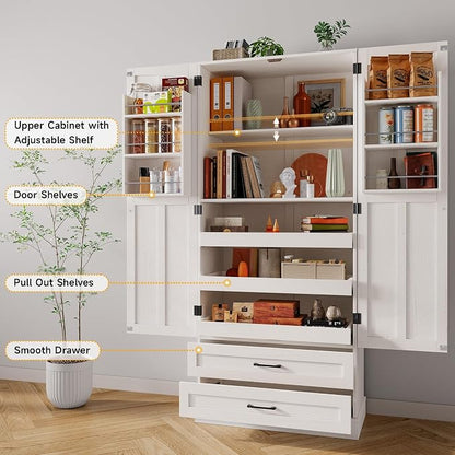 ONBRILL 71" Tall Farmhouse Kitchen Pantry Cabinet - Image 5