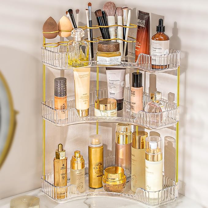 Upgraded 3-Tier Corner Bathroom Countertop Organizer – Spacious Storage by SHUANGQING