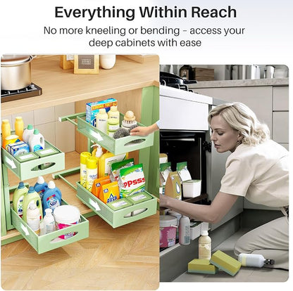 Under Sink Organizer, 2 Tier Pull out Cabinet Organizer Baskets - Image 7