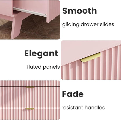 Pink Night Stand with 3 Drawers, Bedside Table & End Table, Farmhouse Night - Image 8
