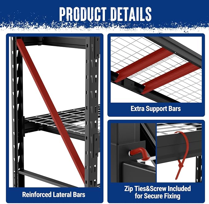 WORKPRO 77" Extra-Width Garage Shelving Units, 6400LBS Heavy Duty Utility - Image 8