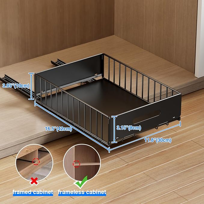 Mustorn 2 Pack Pull Out Cabinet Organizer, Slide Out Drawers - Image 3