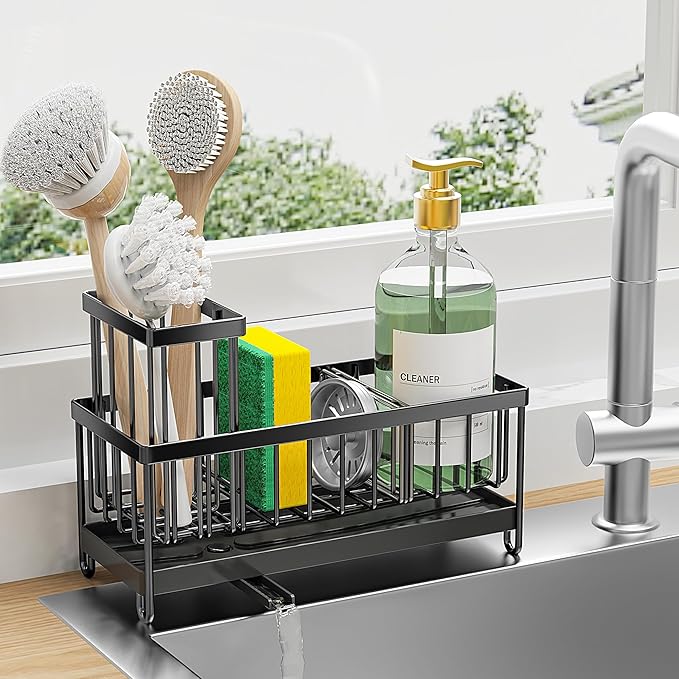 Cisily Black Sponge Holder for Kitchen Sink, Sink Caddy Organizer by CISILYHOMELIFE