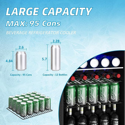Compact Beverage Refrigerator, 95 Can/2.6 Cubic Feet Fridge - Image 4