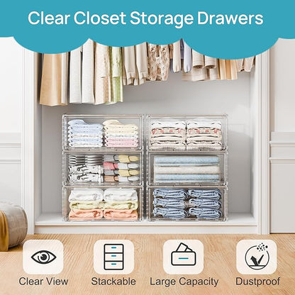 Vtopmart 2 Pack Large Clear Stackable Storage Drawers 23QT, Easily Assemble - Image 4