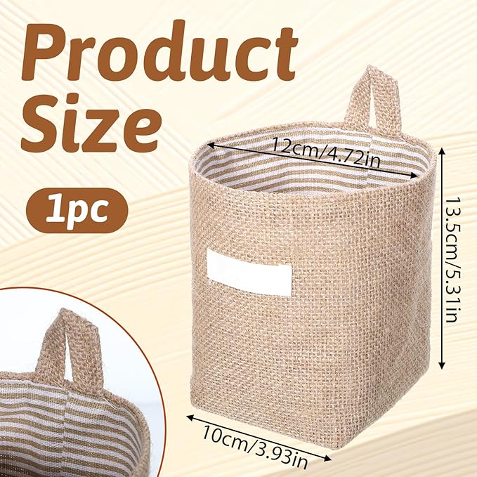 Small Hanging Basket, Small Wall Basket Cotton and Linen Hanging Storage - Image 2