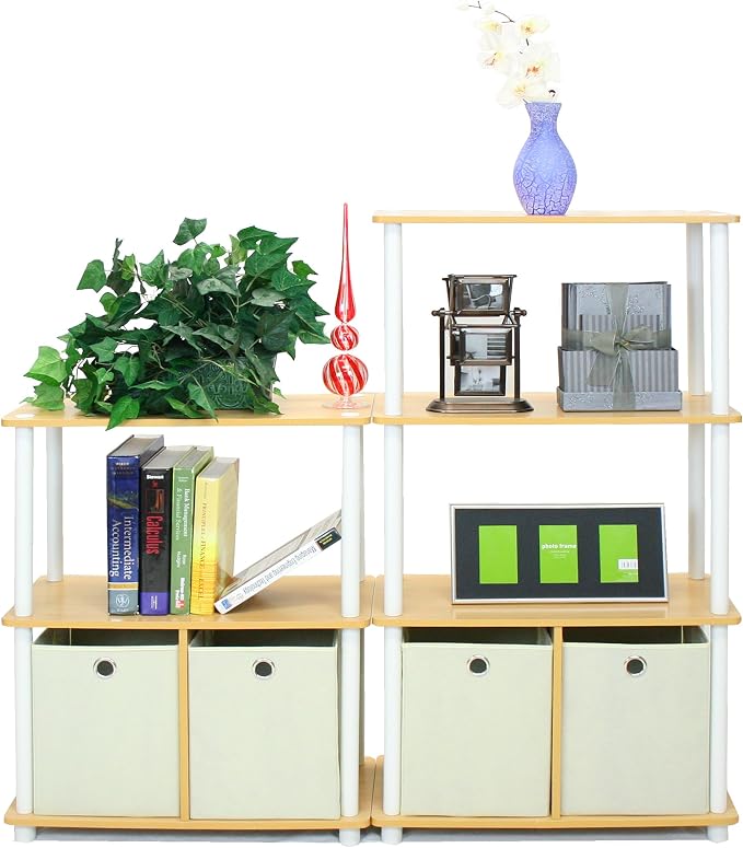 Furinno 99152BE/WH/IV 3-Tier Go Green Multipurpose Storage Rack Shelving Unit - Image 4