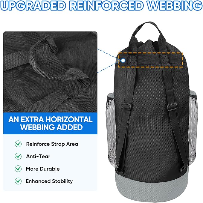 BALEINE 120L Laundry Bag Backpack, 900D Oxford Fabric Large Travel Laundry Bags - Image 4