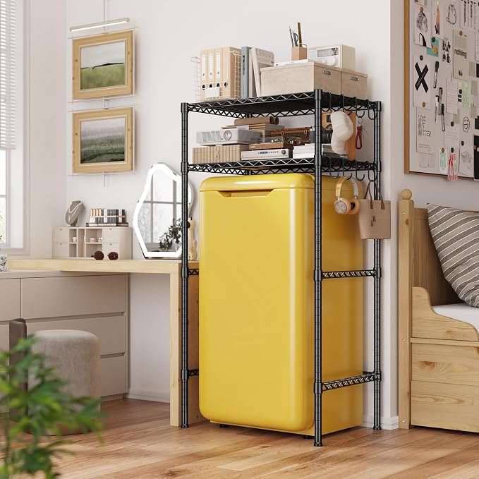 REIBII Mini Fridge Shelf with Storage, 2-Tier Adjustable Metal Shelving Unit - Image 4