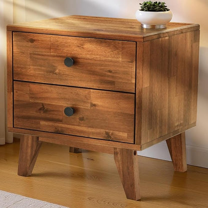 Acacia Silvia Nightstand with 2 Drawers, Solid Wood Bedside Table, Table with by AACACIAFURNITURE