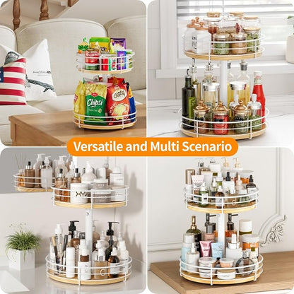Snack Organizer 2 Tier Lazy Susan Storage Holder, 360° Rotation, - Image 6