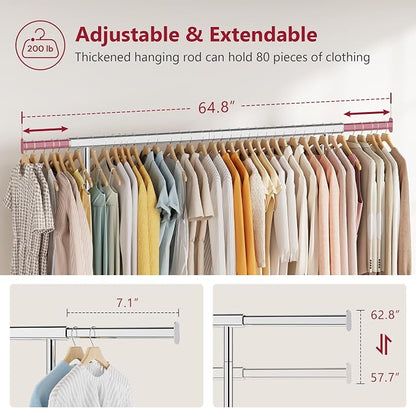 Tajsoon Clothing Rack Heavy Duty Clothes Rack Load 350 LBS, Rolling Clothes - Image 3