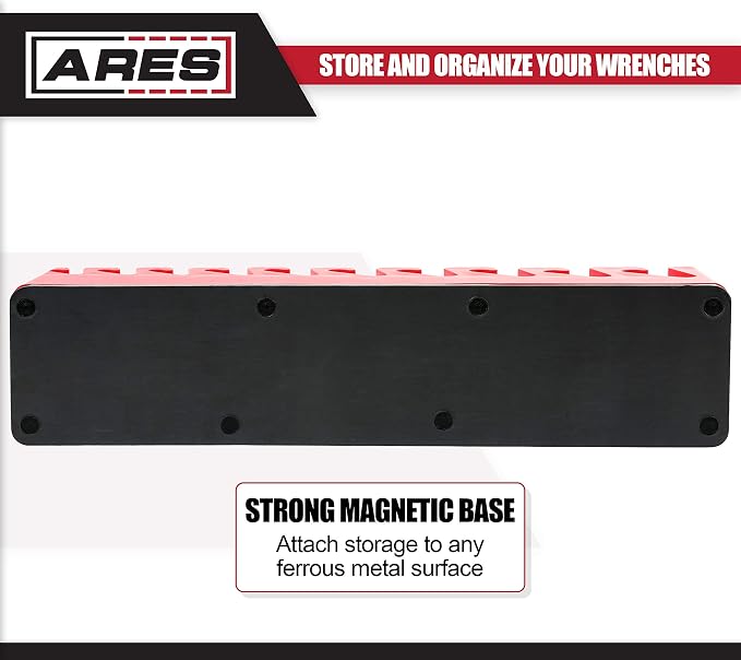 ARES 62008-10-Piece Red Magnetic Wrench Organizer - Image 3