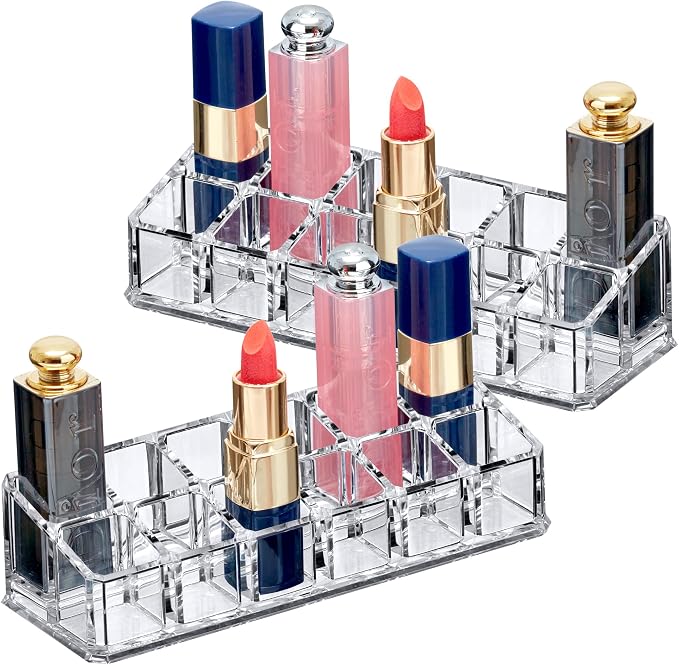 Amazing Abby - Glamour - 2-Pack 12-Slot Acrylic Lipstick Organizer, Lipstick by AmazingAbby