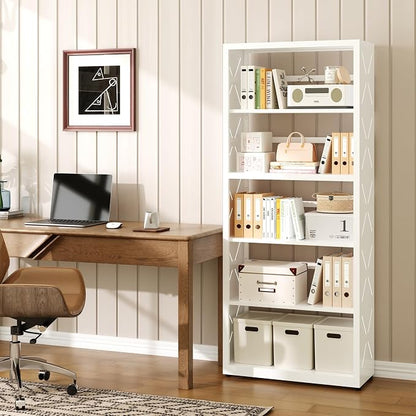 Industrial Bookshelf, 5 Tier Bookcase, Home Office Bookcase Shelf Storage - Image 4