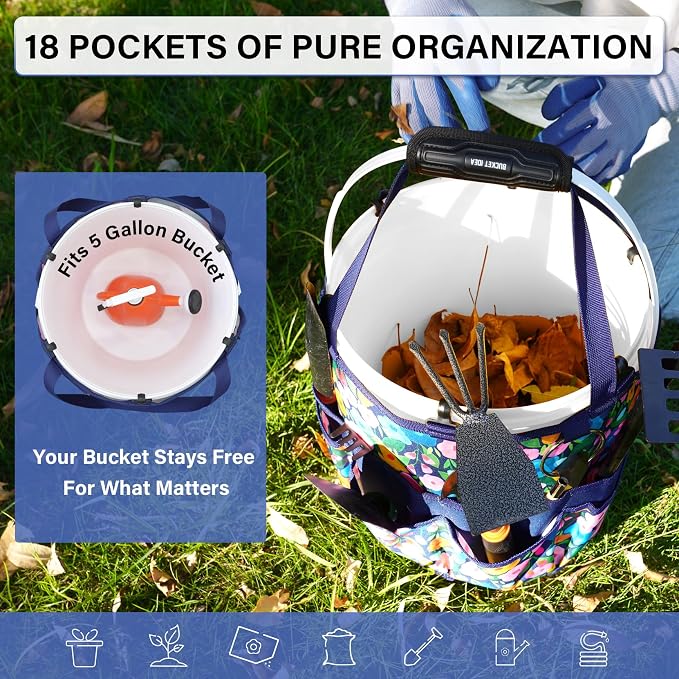 KUNN 18-Pocket Bucket Tool Organizer | Heavy-Duty 5 Gallon Bucket Caddy - Image 4