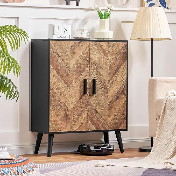Iwell Storage Cabinet with 2 Shelves & Doors, Sideboard Buffet Cabinet with - Image 6