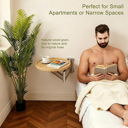 Wall Mounted Folding Table, Retractable Small Bamboo Drop Down Floating Wall - Image 3