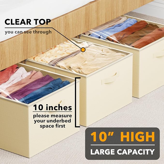 SpaceAid 3 Pack 10" High Under Bed Storage Containers, Large Underbed Storage - Image 2