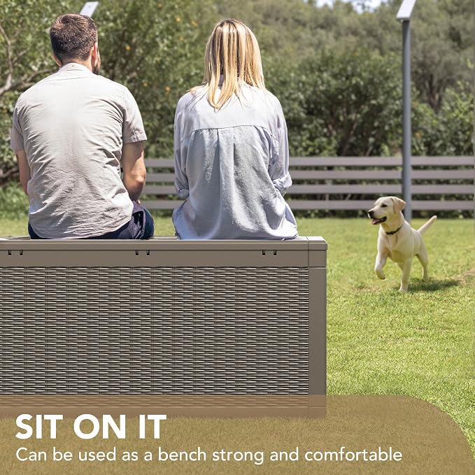 Devoko 100 Gallon Waterproof Large Resin Deck Box Indoor Outdoor Lockable - Image 3
