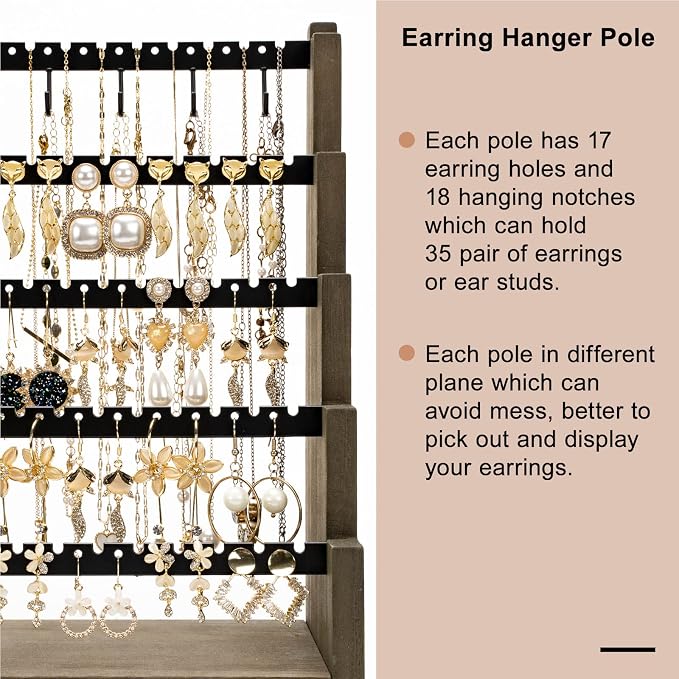 Pinzoveco Earring Organizer, 5 Layer Earring Holder Organizer - Image 3