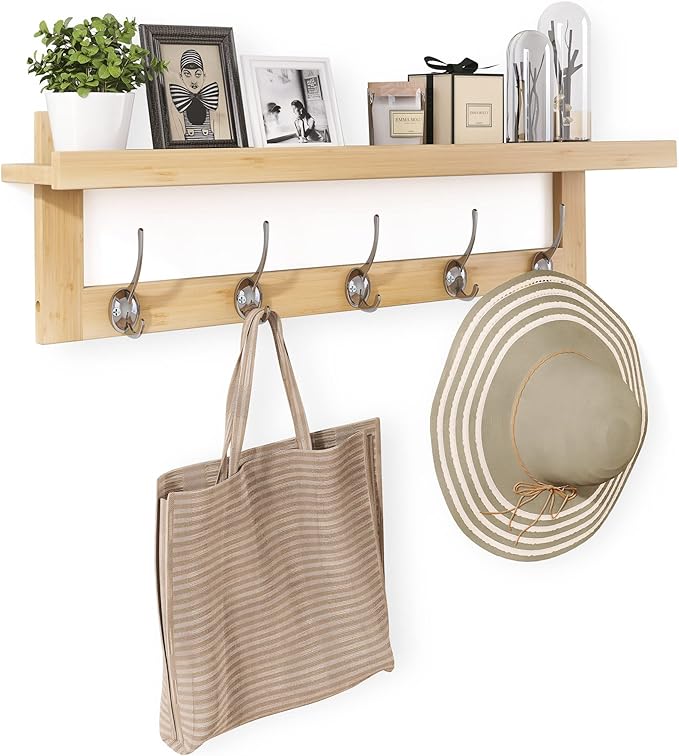 SMIBUY Coat Hooks with Shelf Wall-Mounted, 29.2 Inch Entryway Coat Rack by SMIBUY