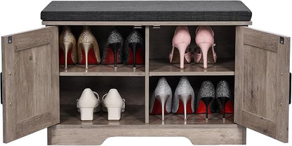 HOMSHO Farmhouse Shoe Storage Bench - Image 4