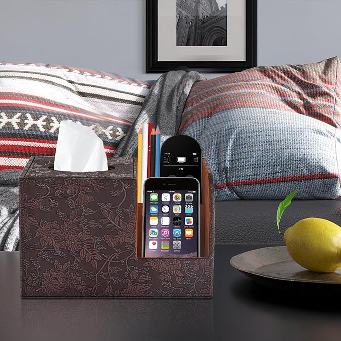 PU Leather Tissue Box Cover Square Tissue Holder Tissues Box Organizer - Image 7