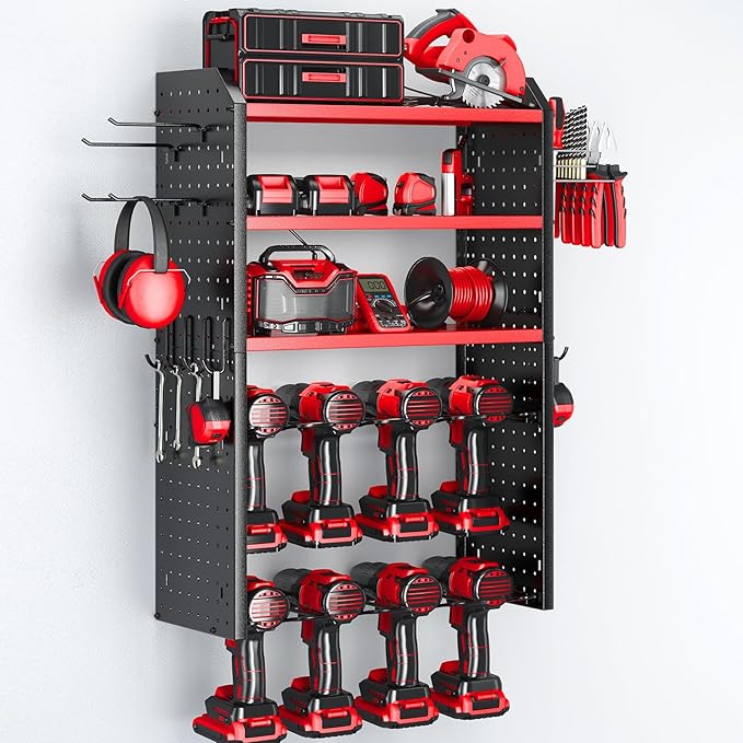 KAFAHOM Power Tool Organizer, Large 8 Drill Holder Wall Mount by KAFAHOM